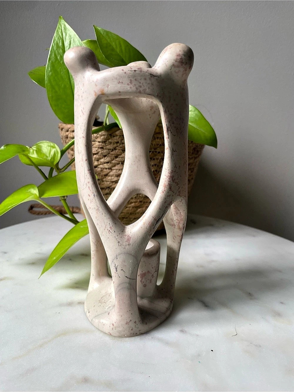 African Carved Soapstone Figures with Candle Holder